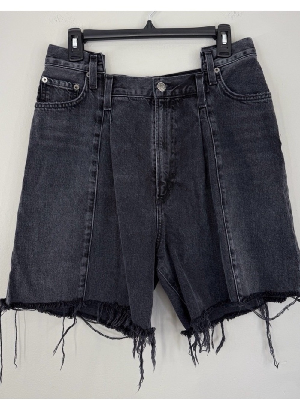 AGOLDE Angled Cut Off Short Women's 28 High Waist Pieced Denim Black